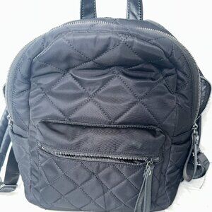 Black Quilted Small Backpack Laptop Pocket